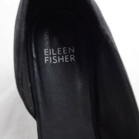 Eileen Fisher Black‎ Suede D'Orsay Block Heel Pumps Size 7.5 - Picture 9 of 9